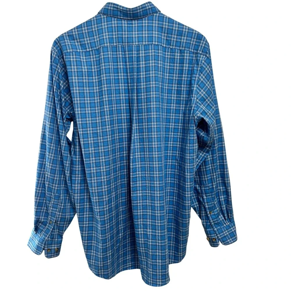 LL‎ Bean Mens Blue Plaid Button Down Shirt Traditional Fit Long Sleeve